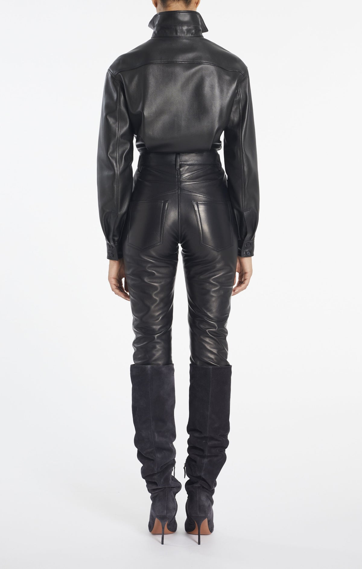Chemise droite en cuir - Noir Alaïa