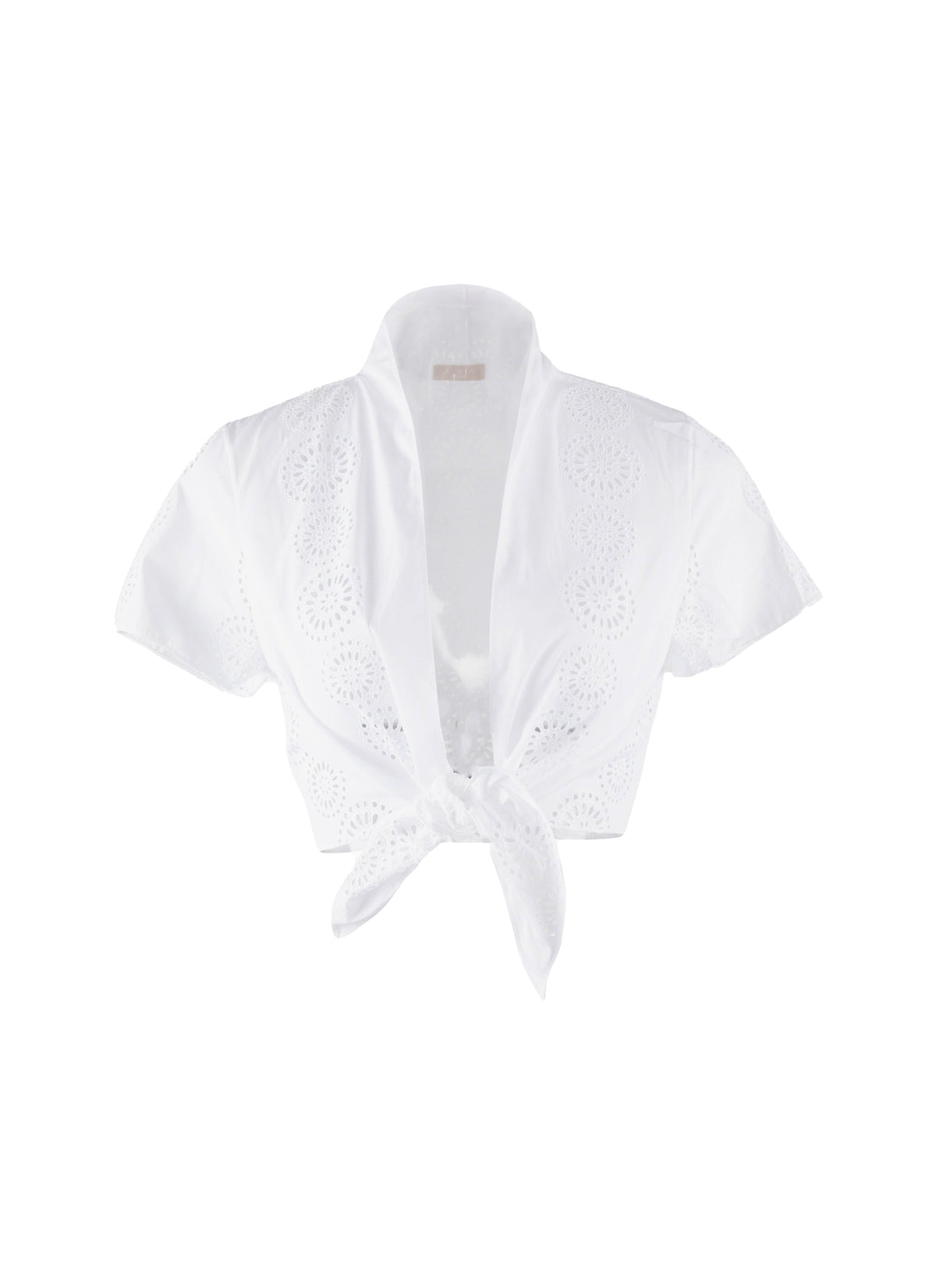 Top with short sleeves bow - White