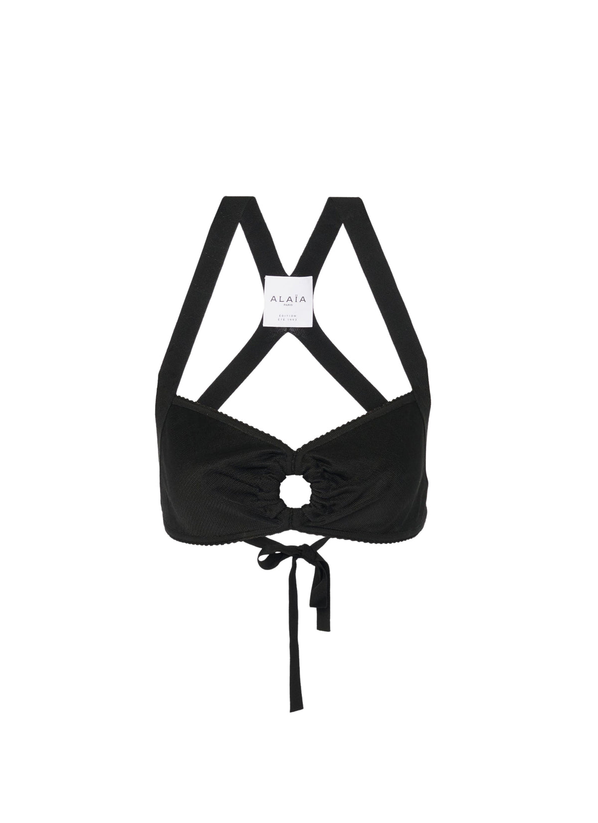 Shirred bra with cross back - Black
