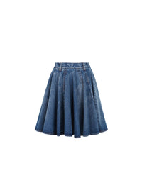 Pleated skater skirt in denim - Blue Jeans