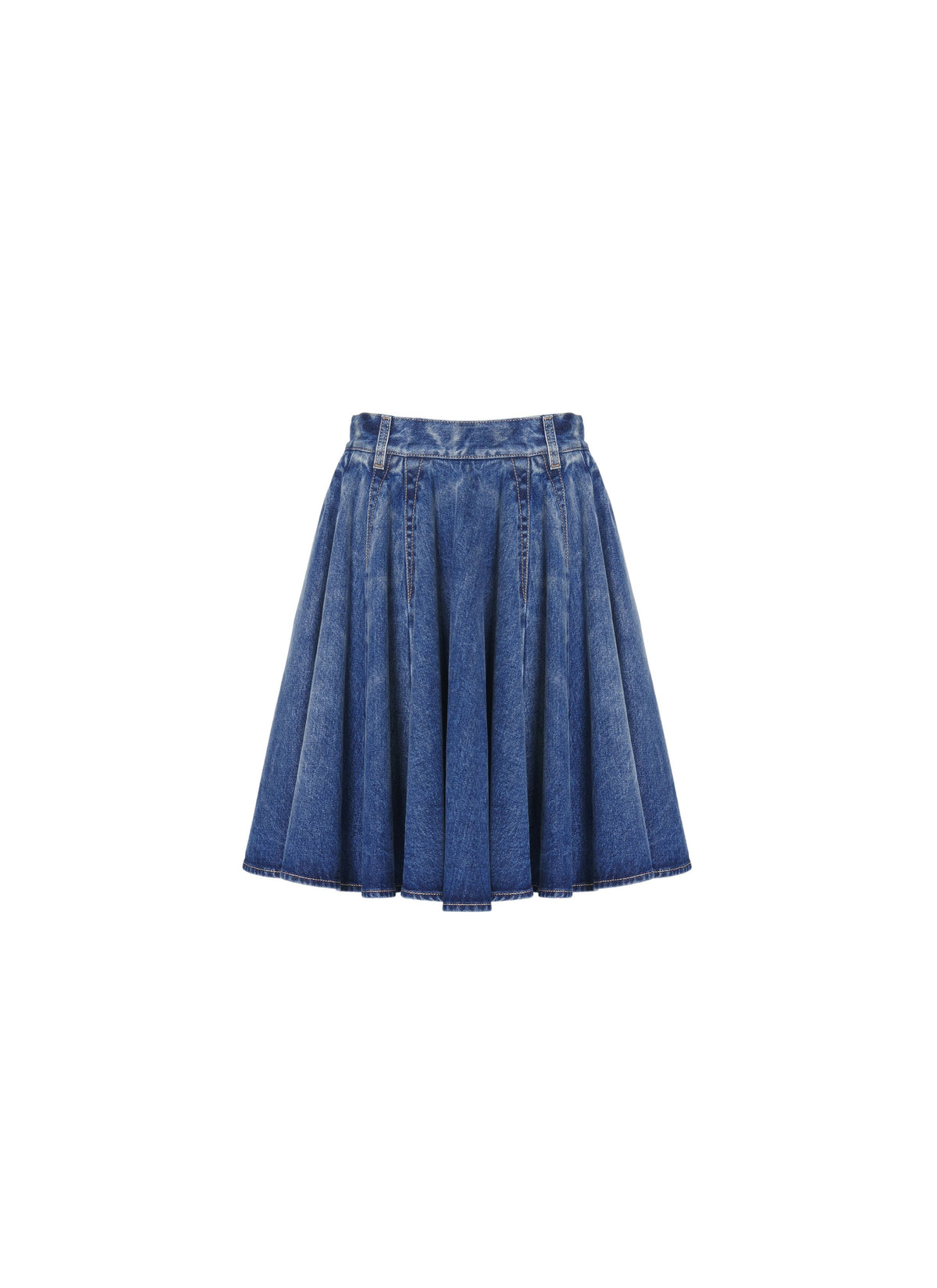 Pleated skater skirt in denim - Jeans Blue