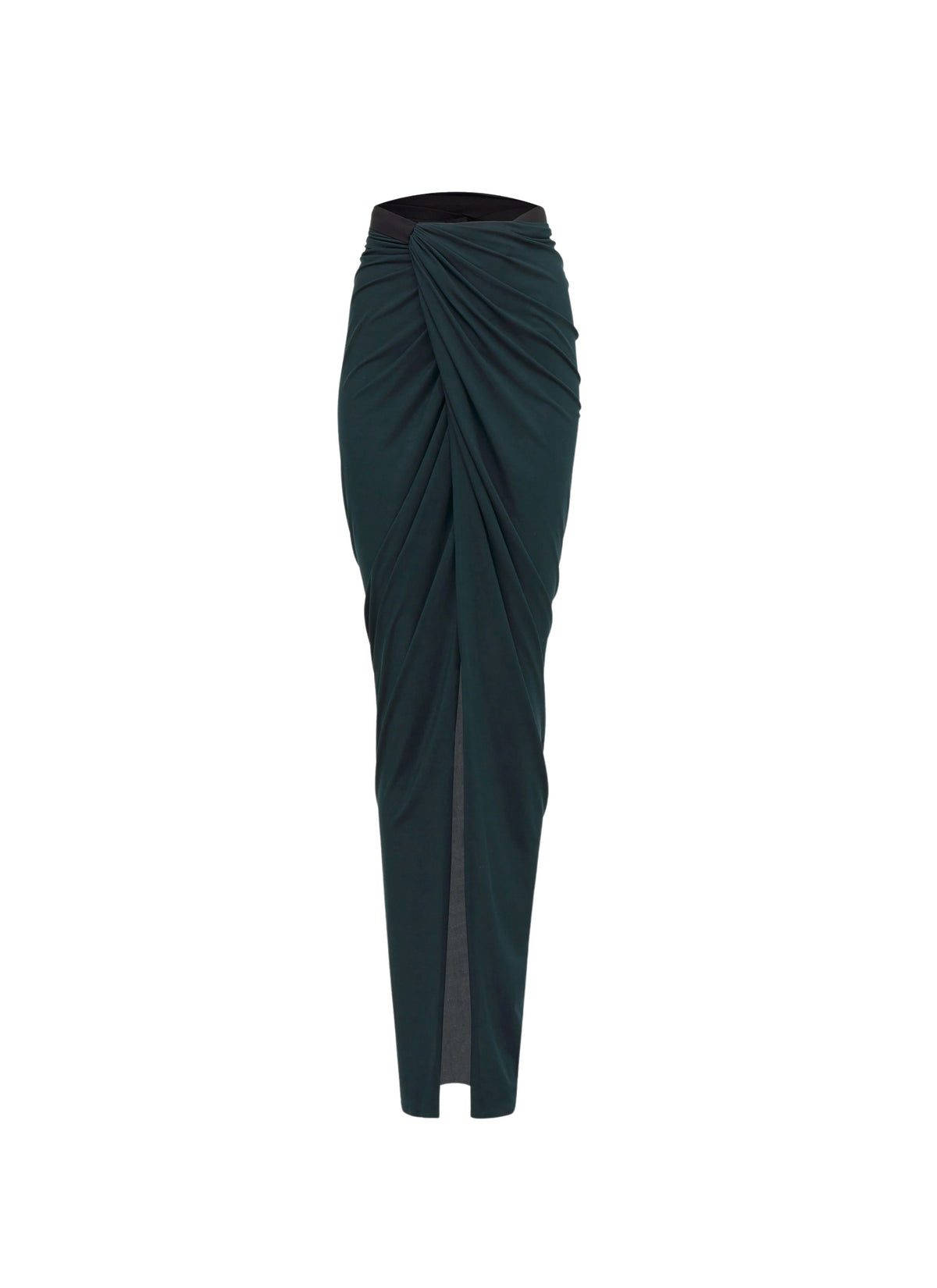 Jupe drapée en voile jersey - Vert foncé