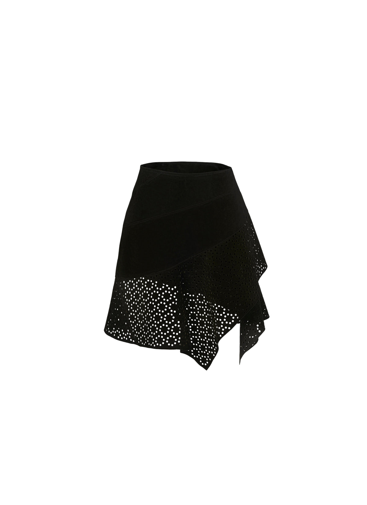 Asymmetrical leather skirt - Black