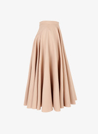 Striped pleated midi skirt - Light beige