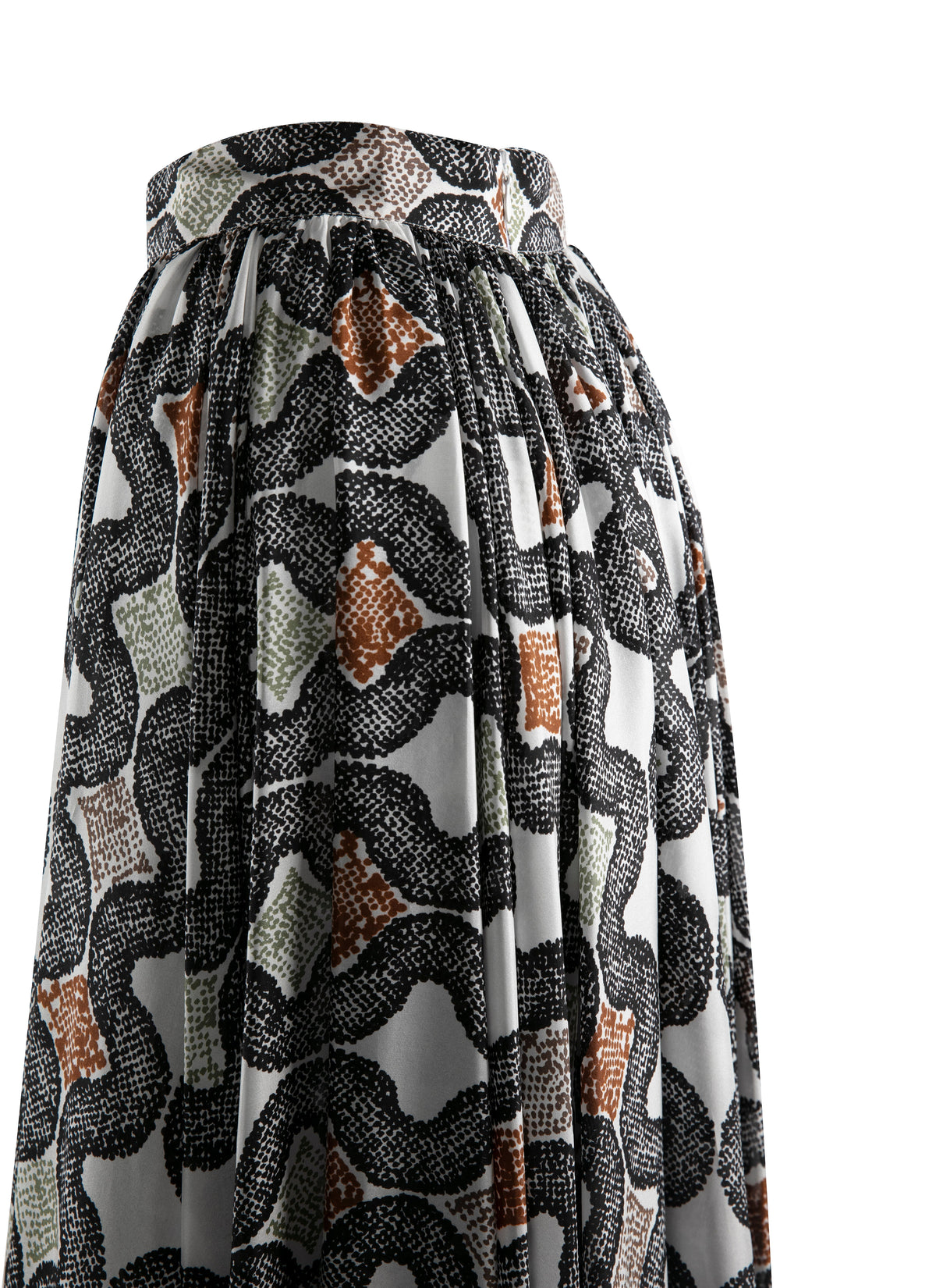 Printed silk maxi skirt - Ivory & Black