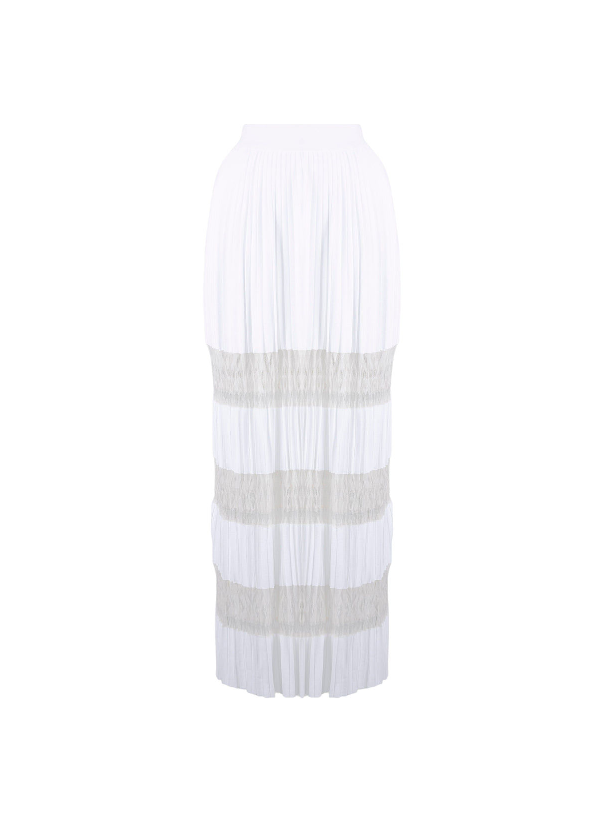Pleated mesh maxi skirt - White