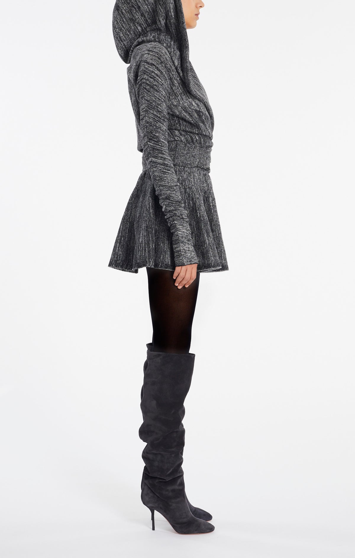 Chine Velvet Skirt - Grey