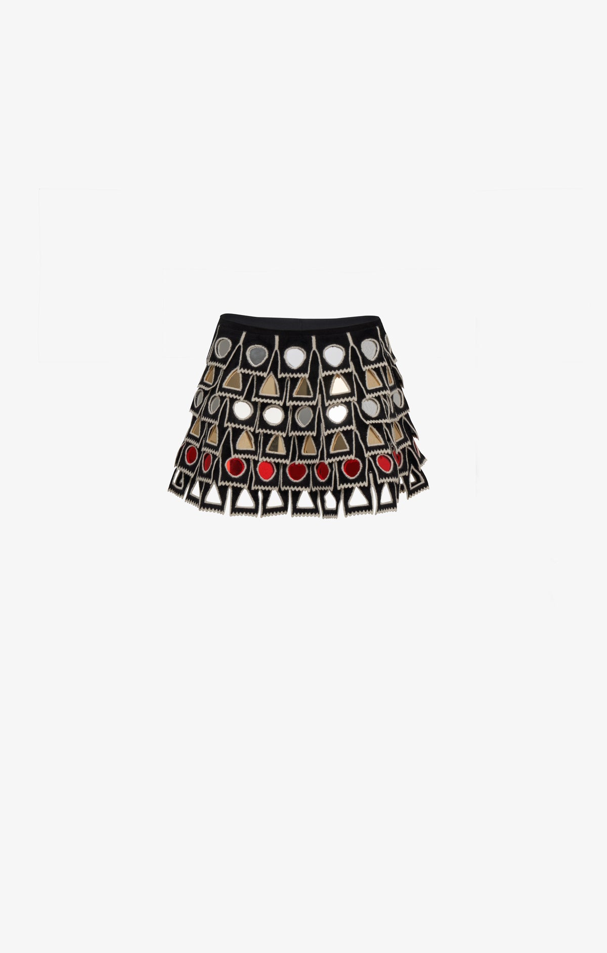 Flared skirt with perforated wool circle - Black & White
