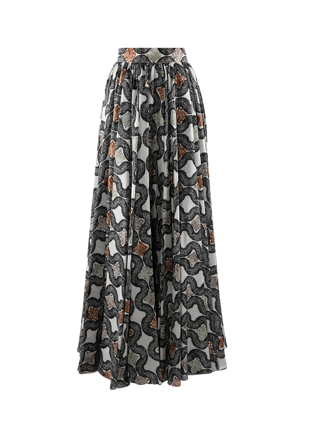 Printed silk maxi skirt - Ivory & Black