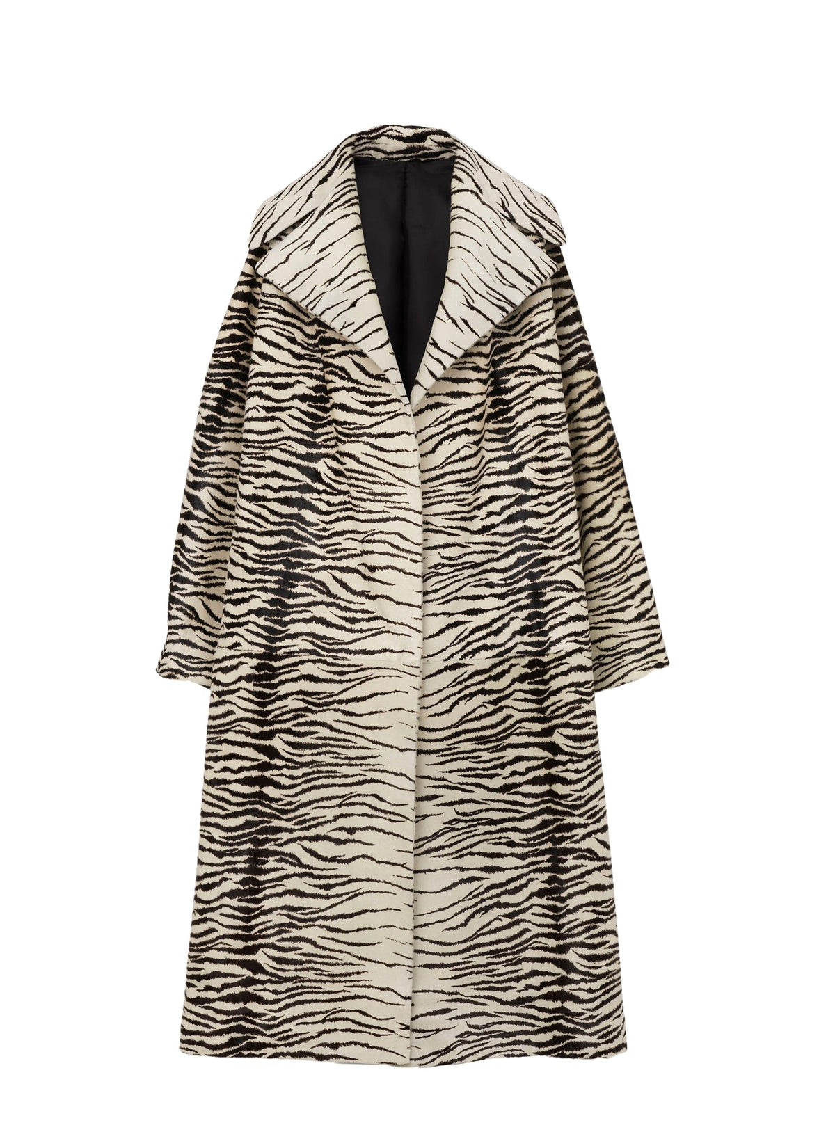 3D striped leather coat - White & Black