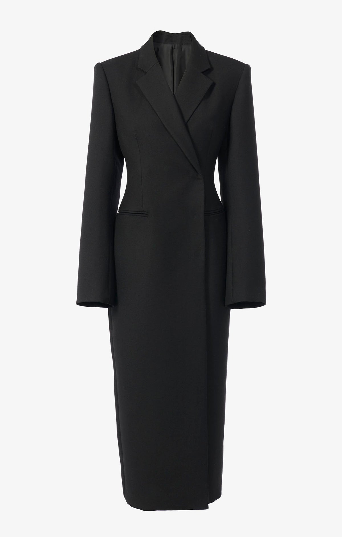 Manteau blazer très long en laine - Noir Alaïa