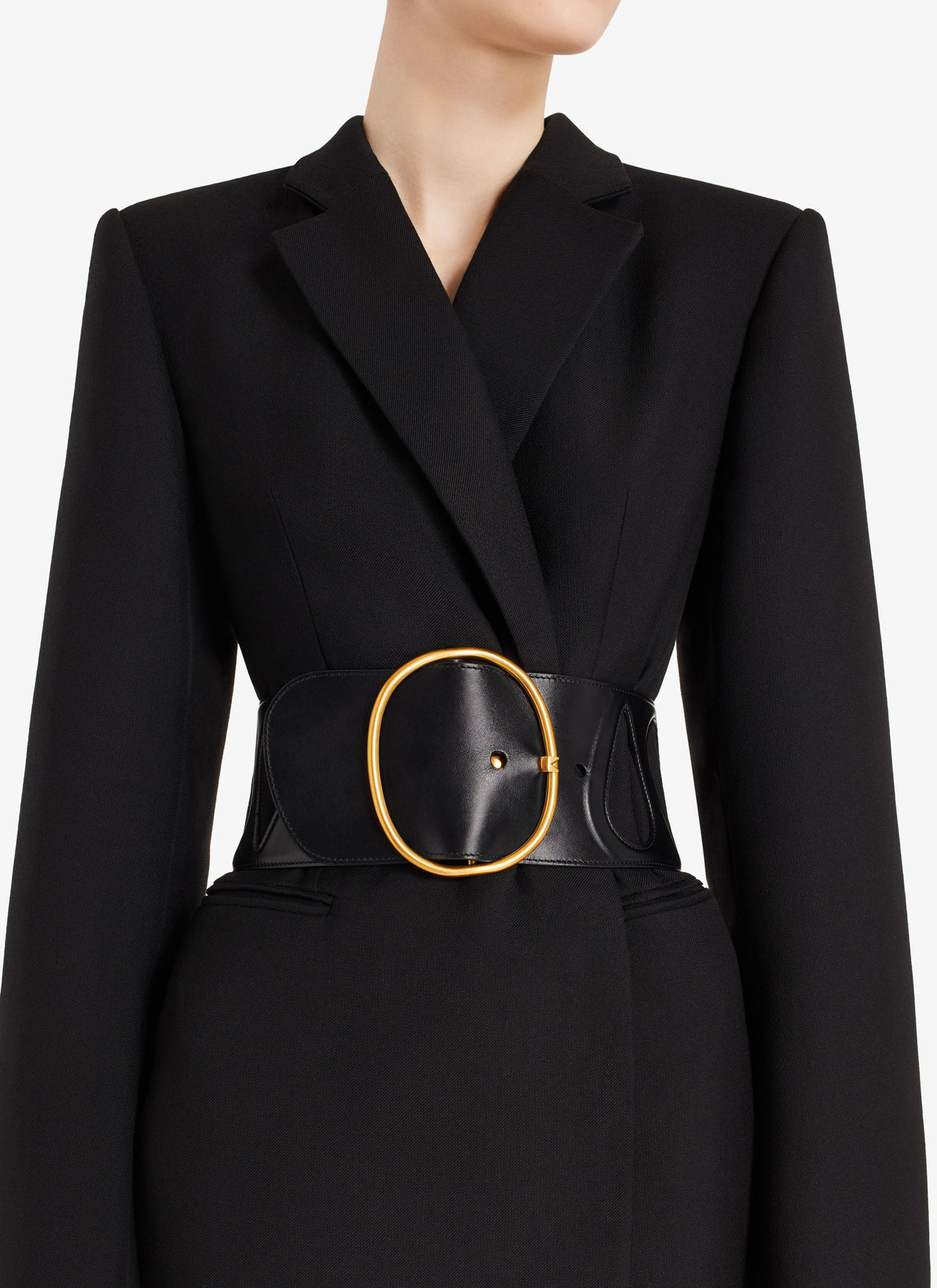 Manteau blazer très long en laine - Noir Alaïa