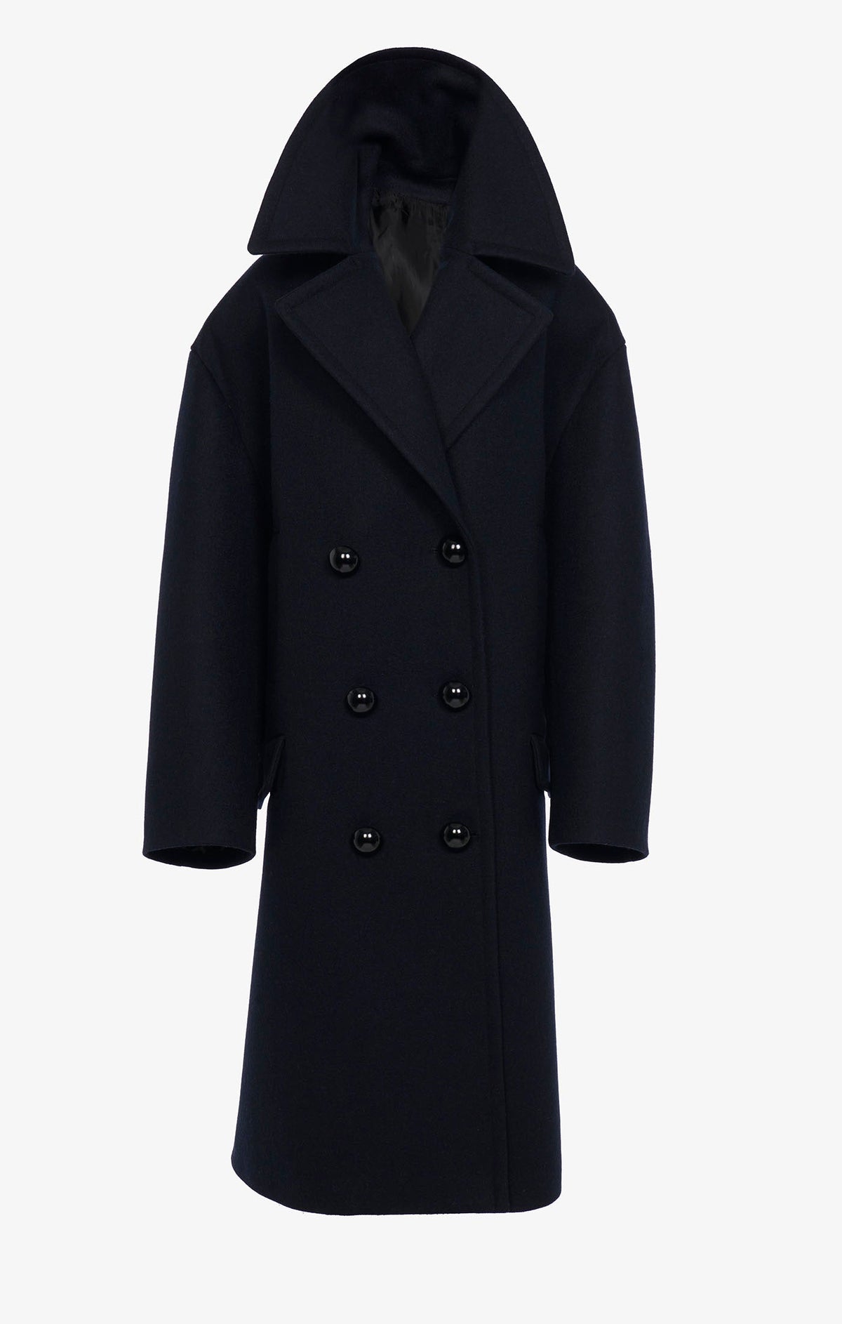 Loose wool pea jacket - Navy