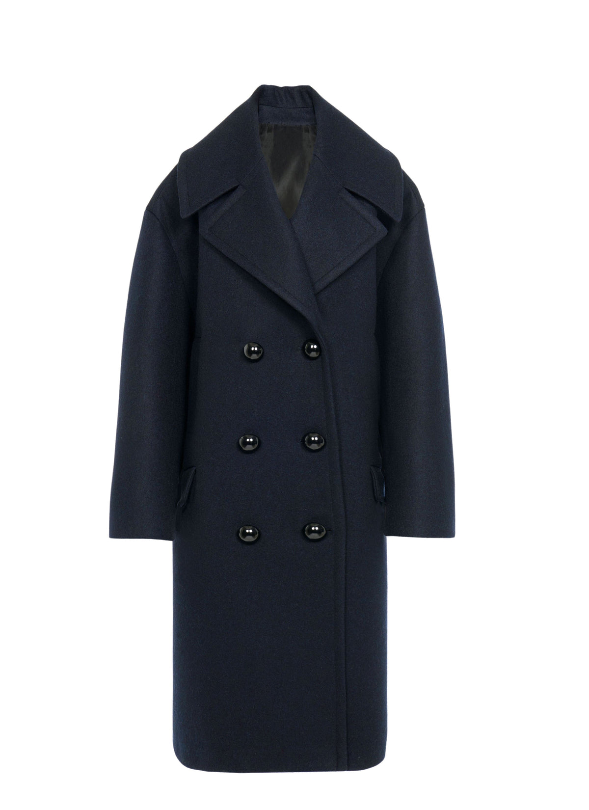 Loose wool pea jacket - Navy