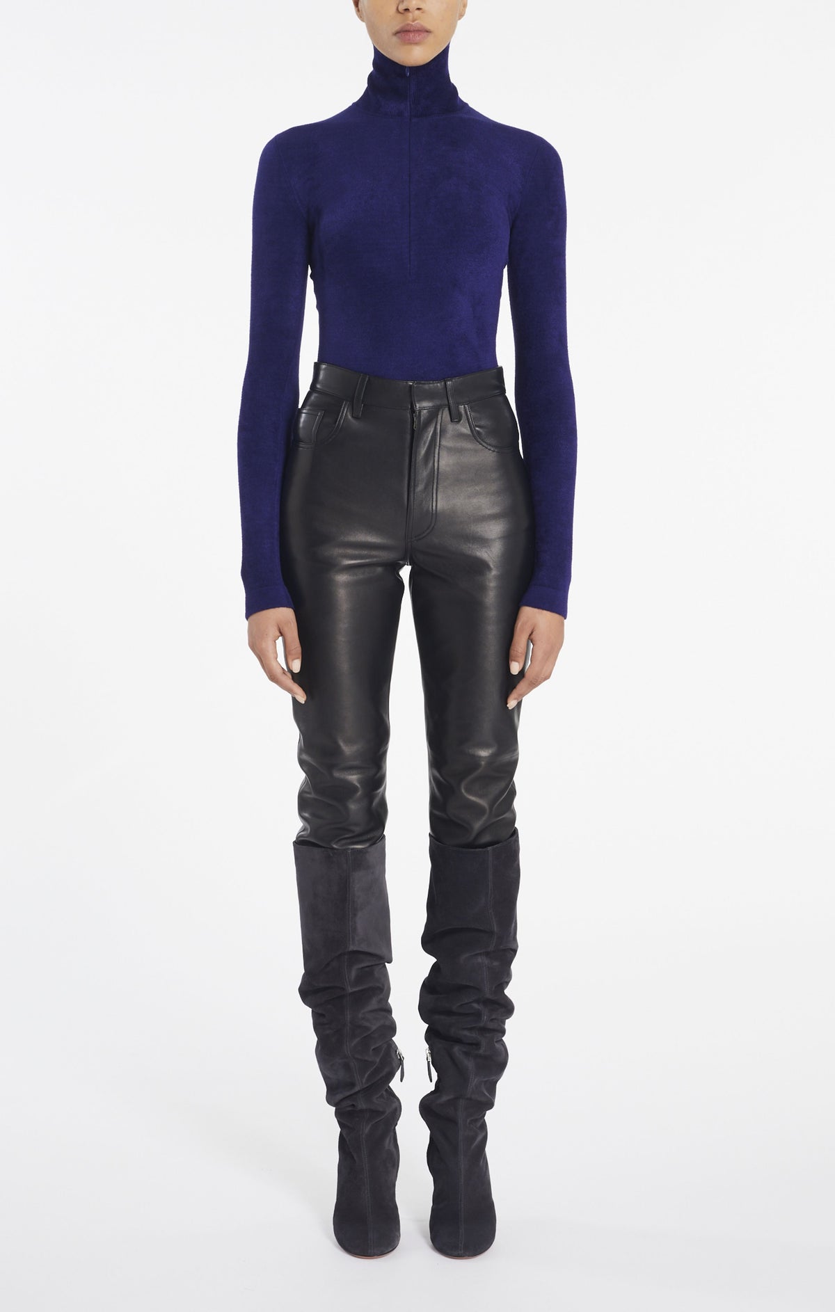 Leather high waist trousers - Black Alaïa