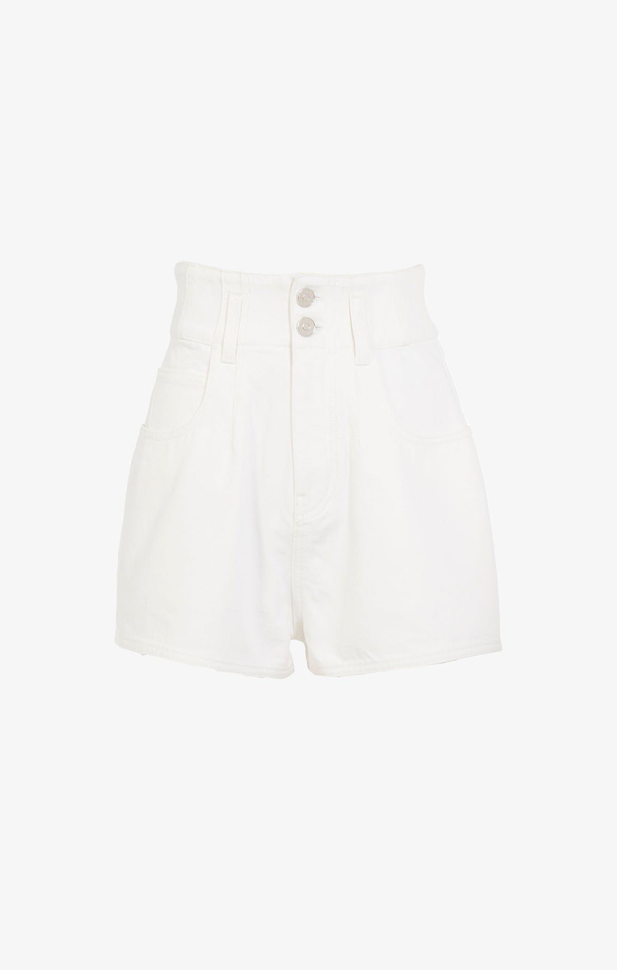 Short taille haute en denim - Blanc