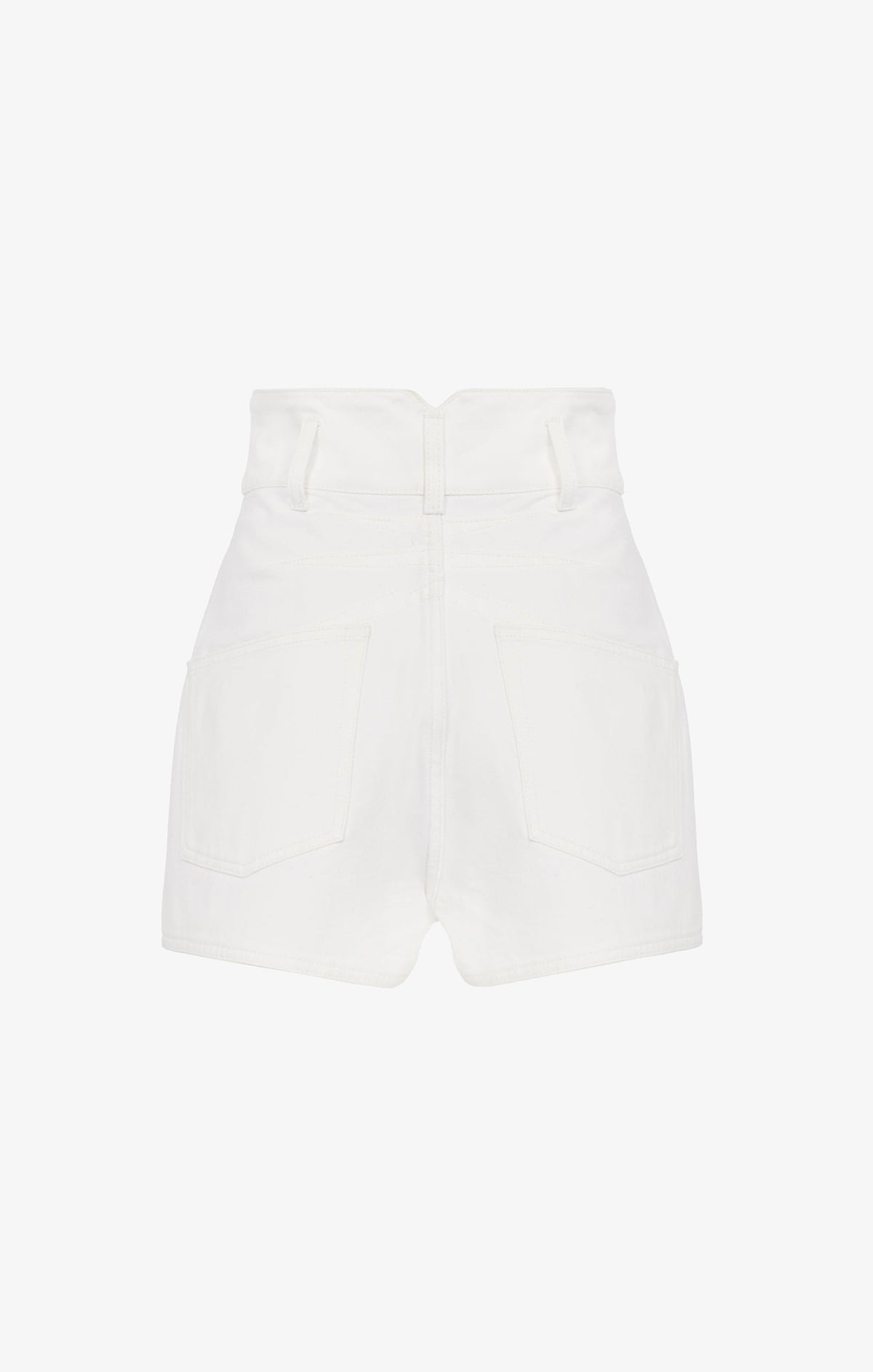 Short taille haute en denim - Blanc