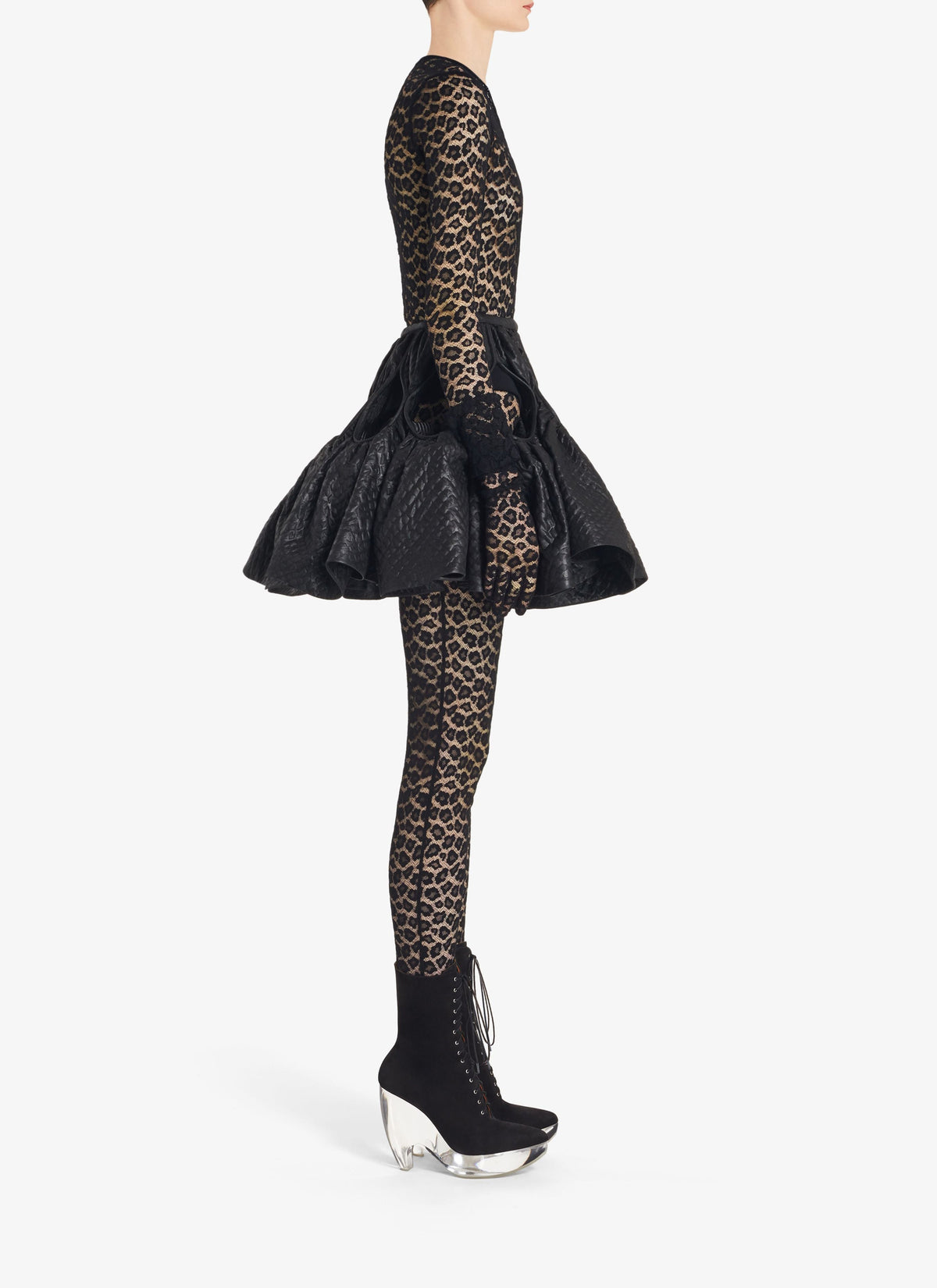 Combinaison en dentelle à imprimé léopard - Noir Alaïa