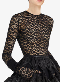 Combinaison en dentelle à imprimé léopard - Noir Alaïa