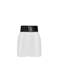 Wave Embroidery Shorts - White