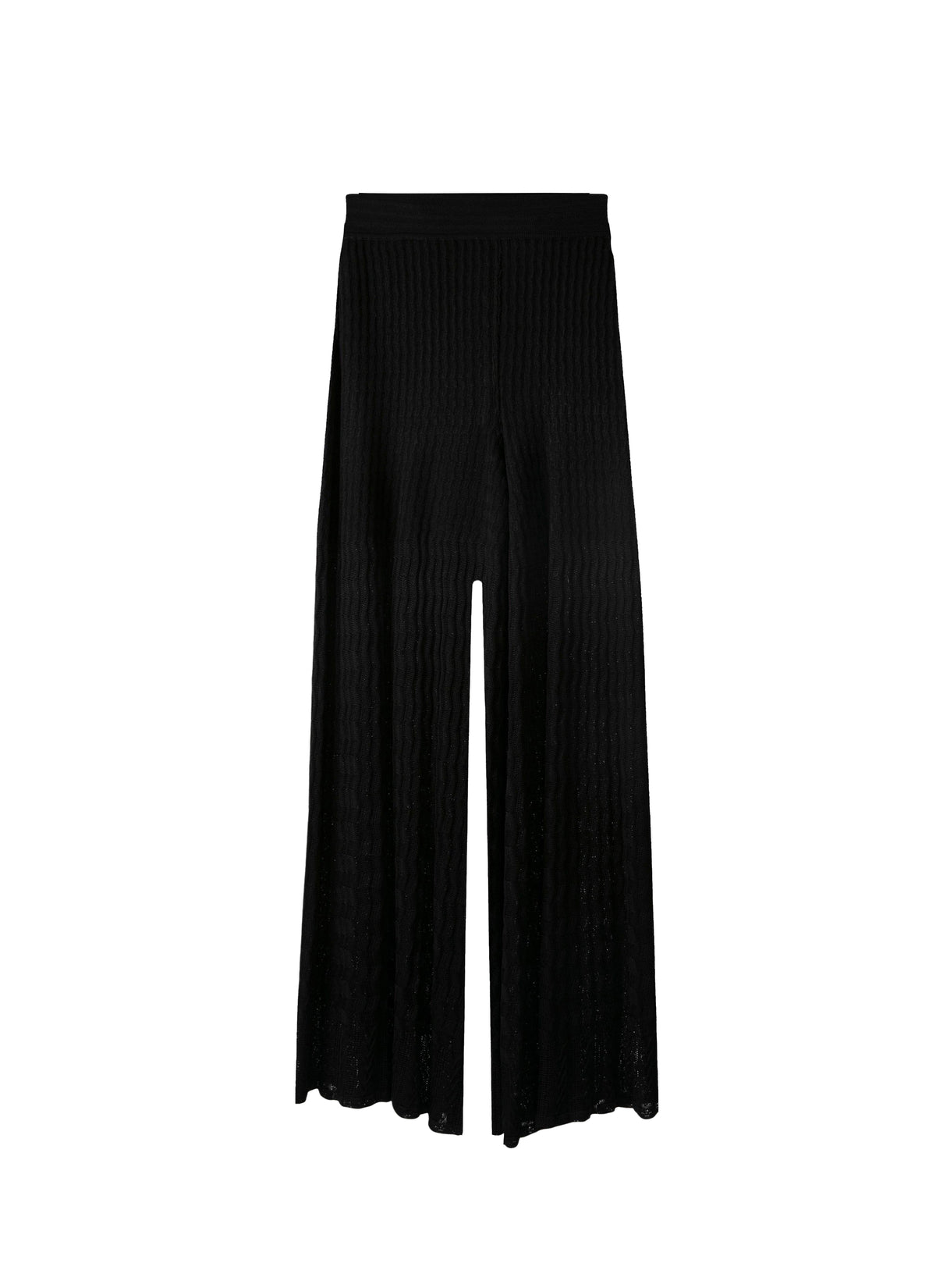 Pantalon fluide en maille côtelée - Noir