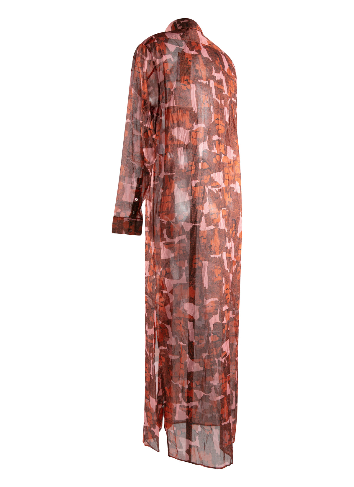 Sheer Shirt Dress - Pink & Red