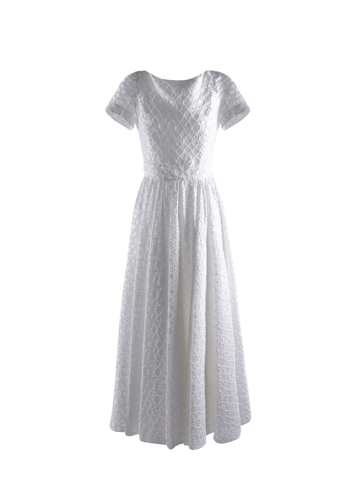 Robe longue à manches courtes dos nu en soie - Blanc