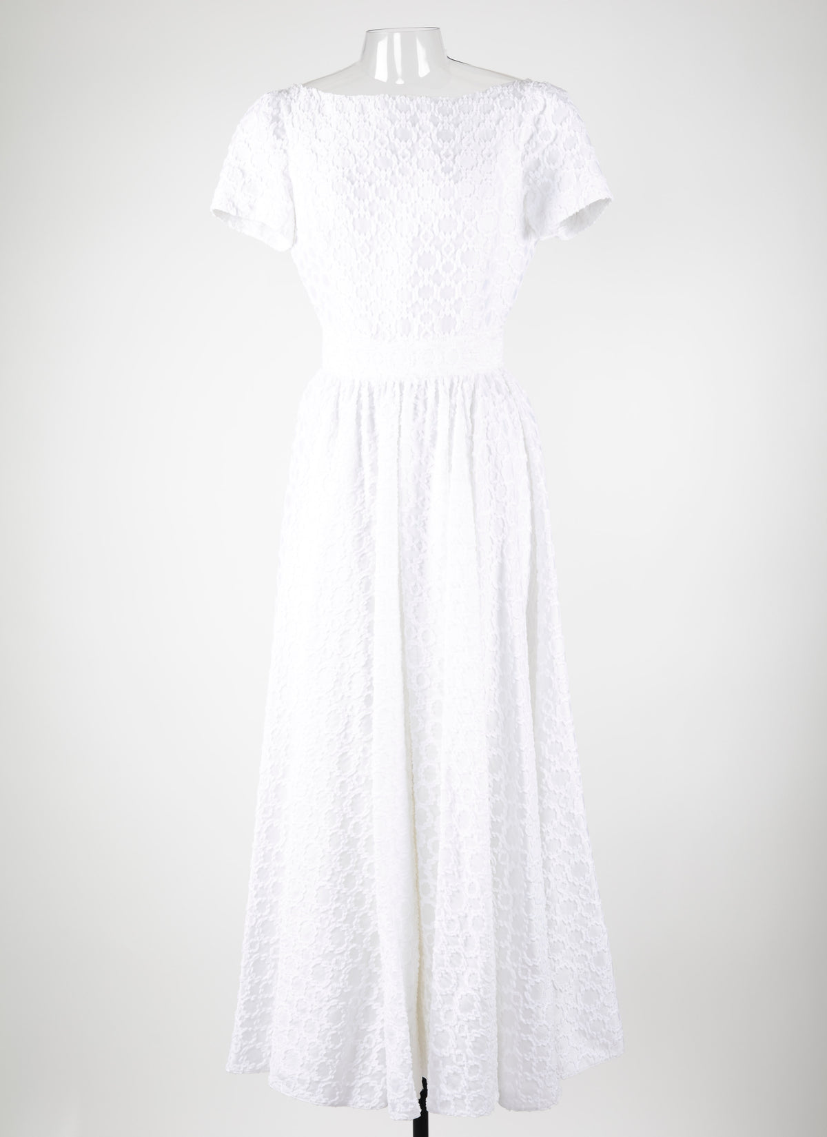 Robe longue à manches courtes dos nu en soie - Blanc