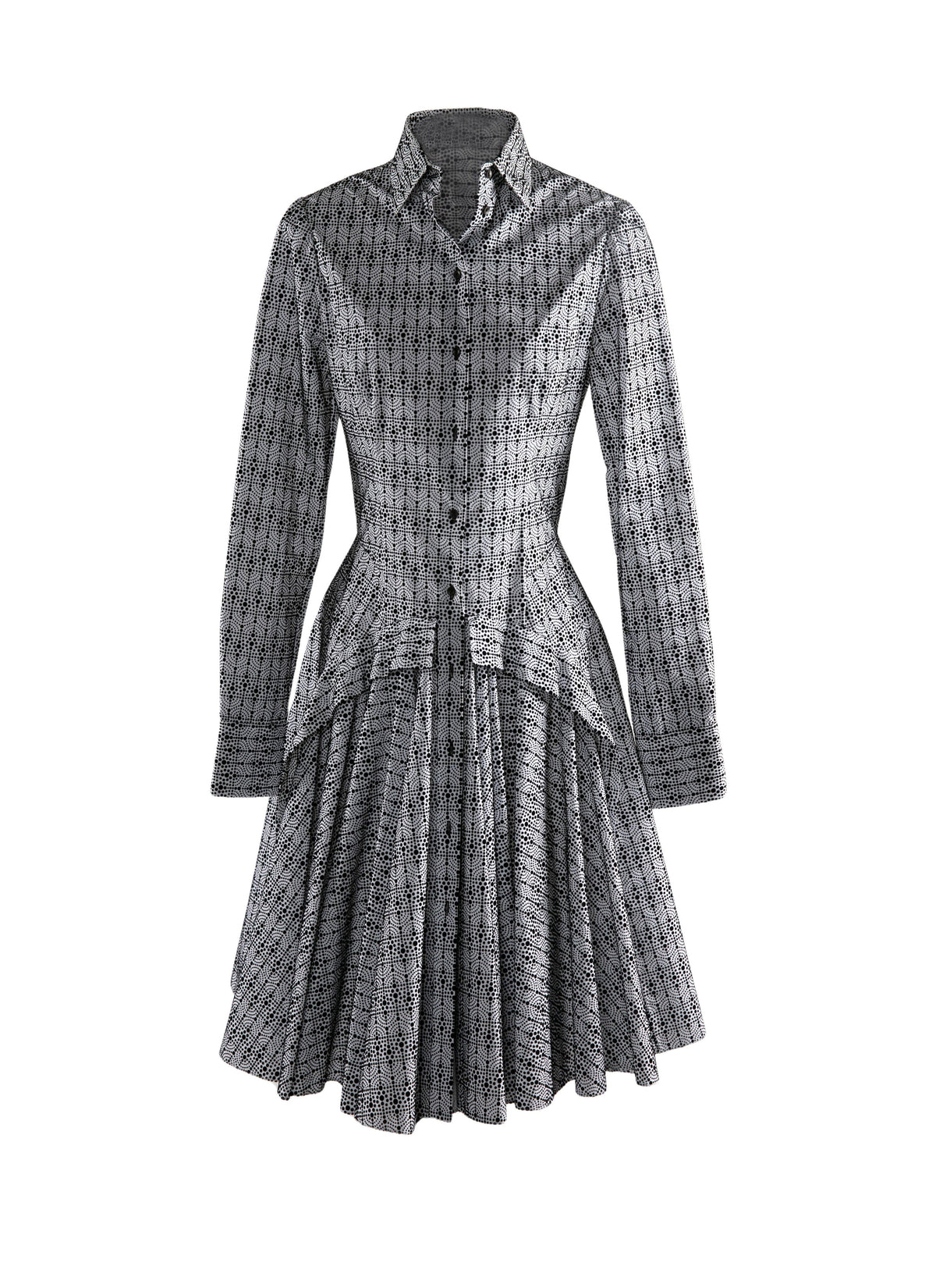 Robe chemise courte imprimée - Blanc & Noir