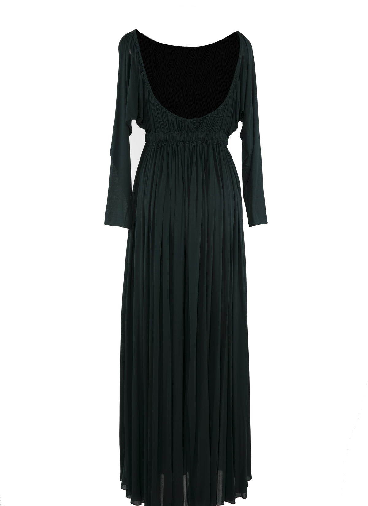 Long-sleeved draped dress - Dark Petroleum