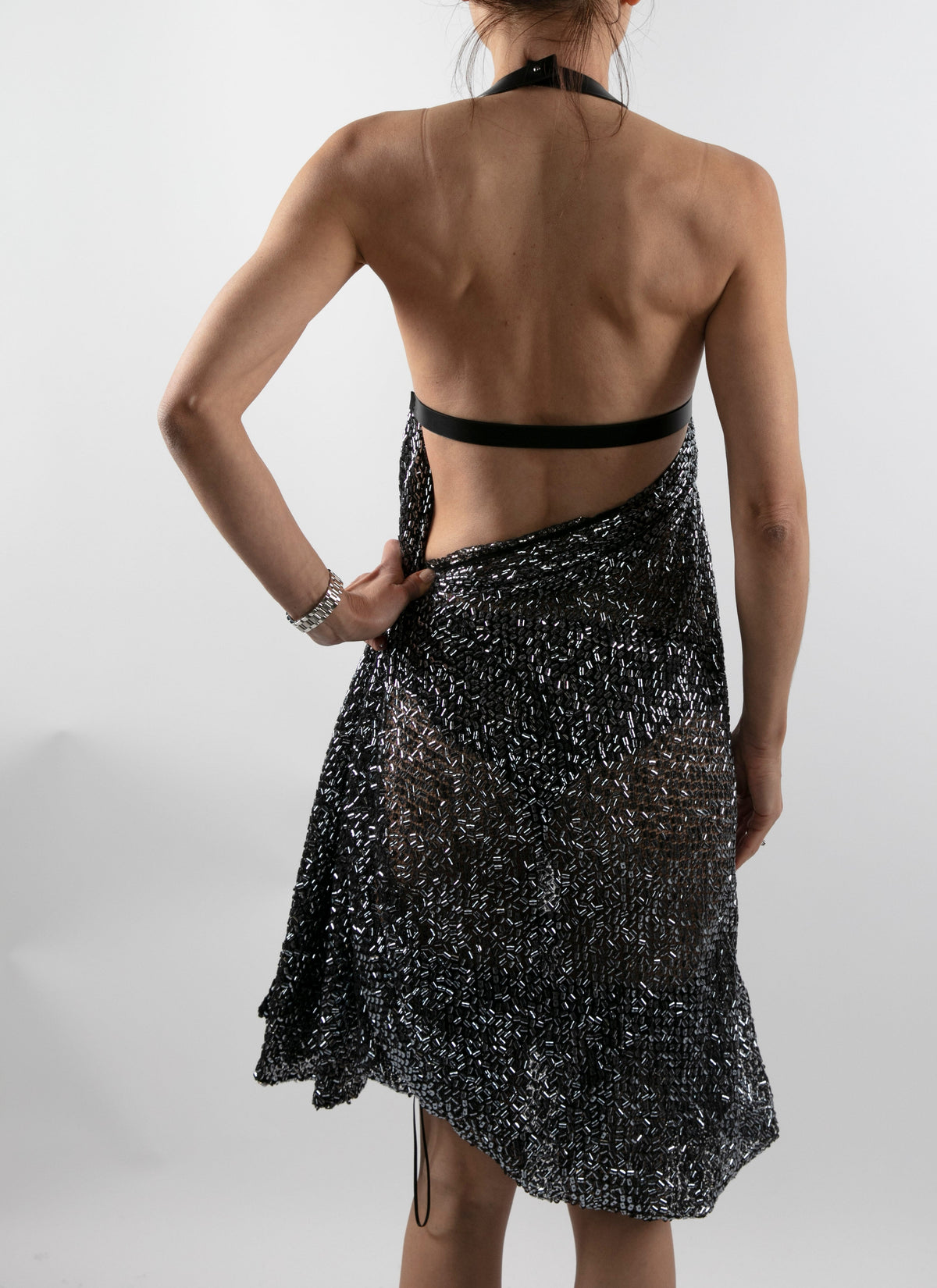 Metallic sequin goddess dress - Steel