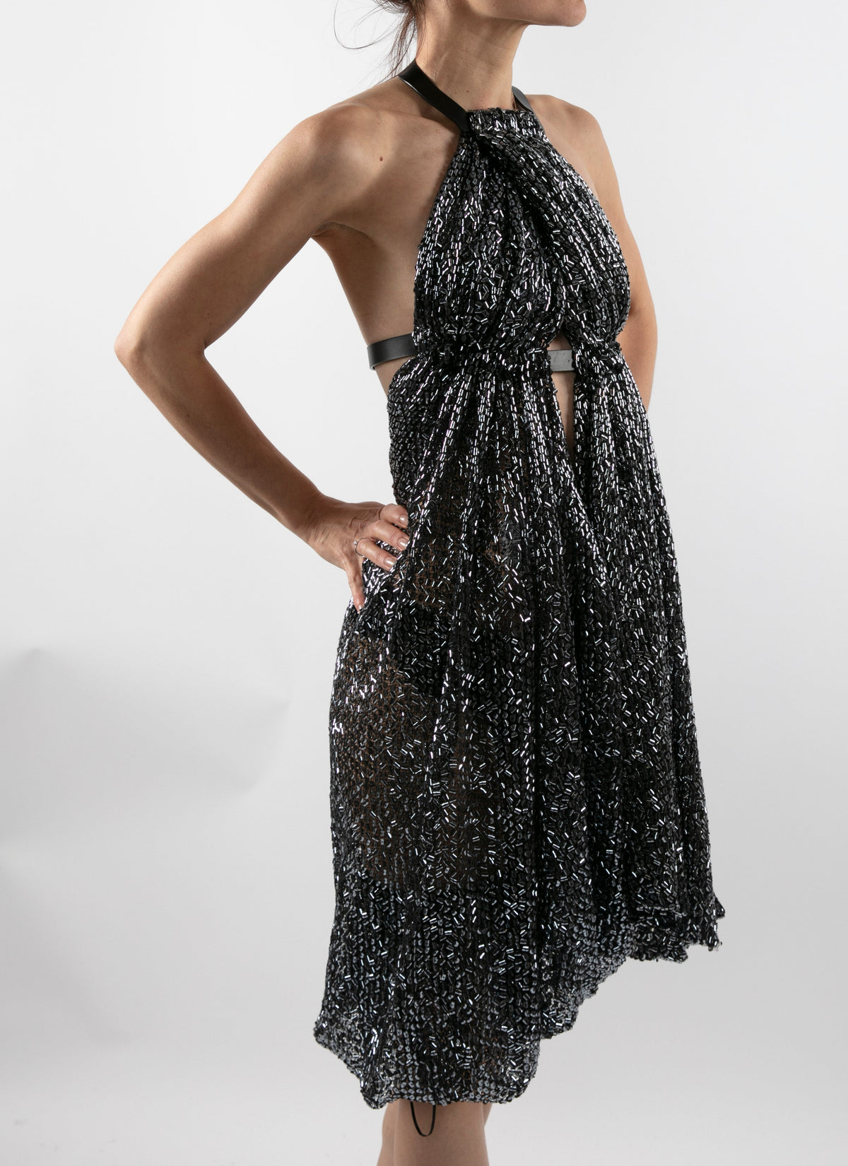 Metallic sequin goddess dress - Steel