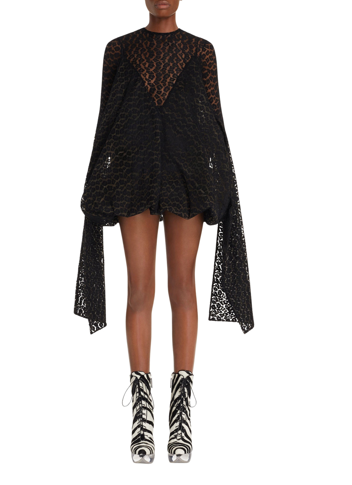 Lace wrap dress - Black Alaïa