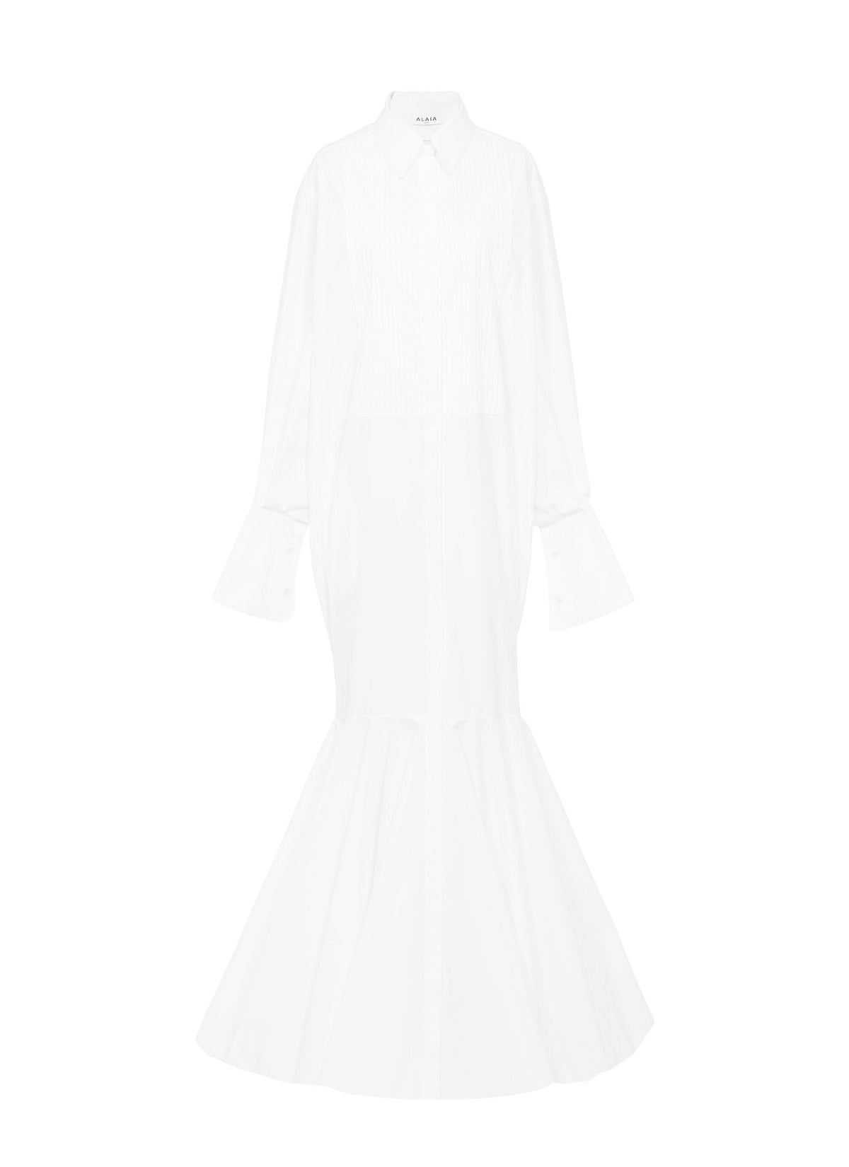 Robe très longue en popeline de coton - Blanc