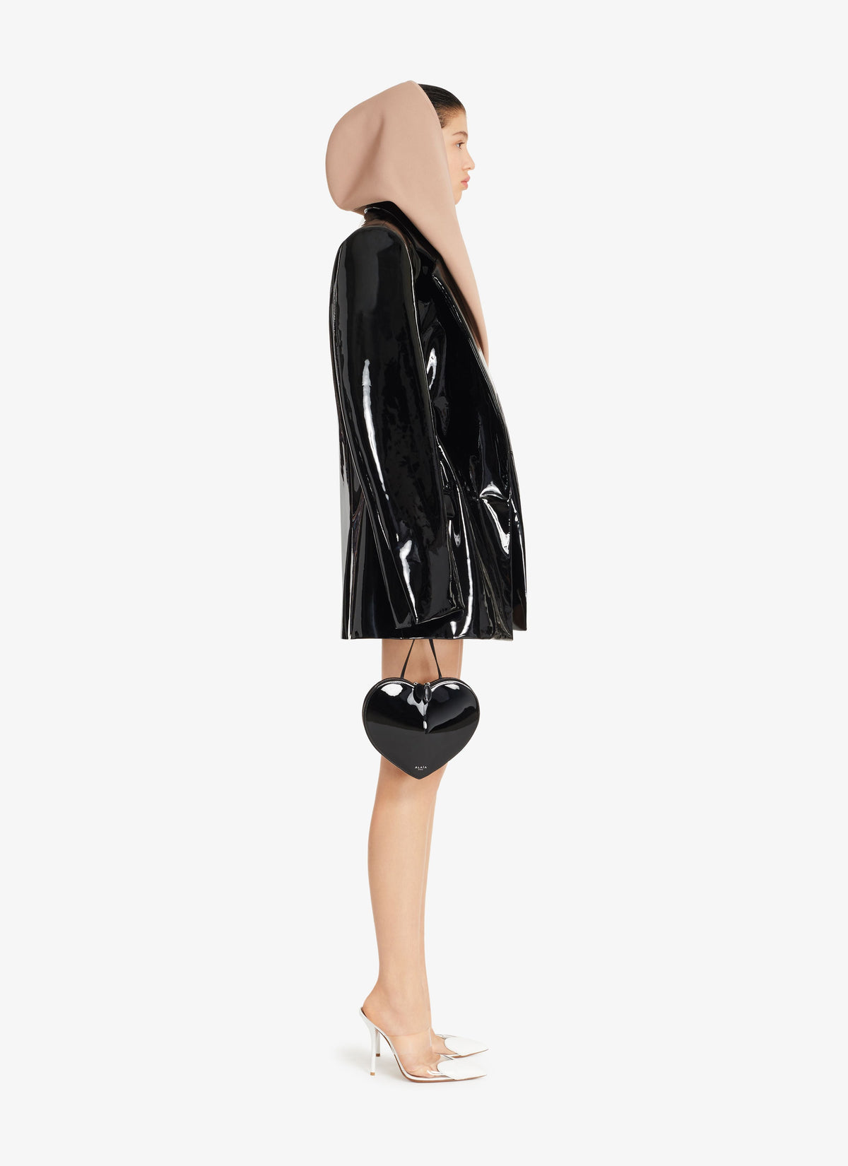 Robe cintrée à capuche en laine - Noir Alaïa