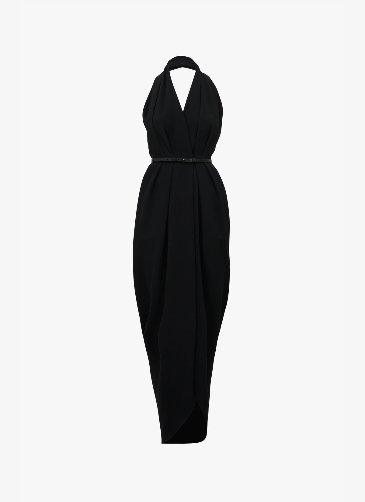 Halter maxi dress in stretch cady - Black Alaïa