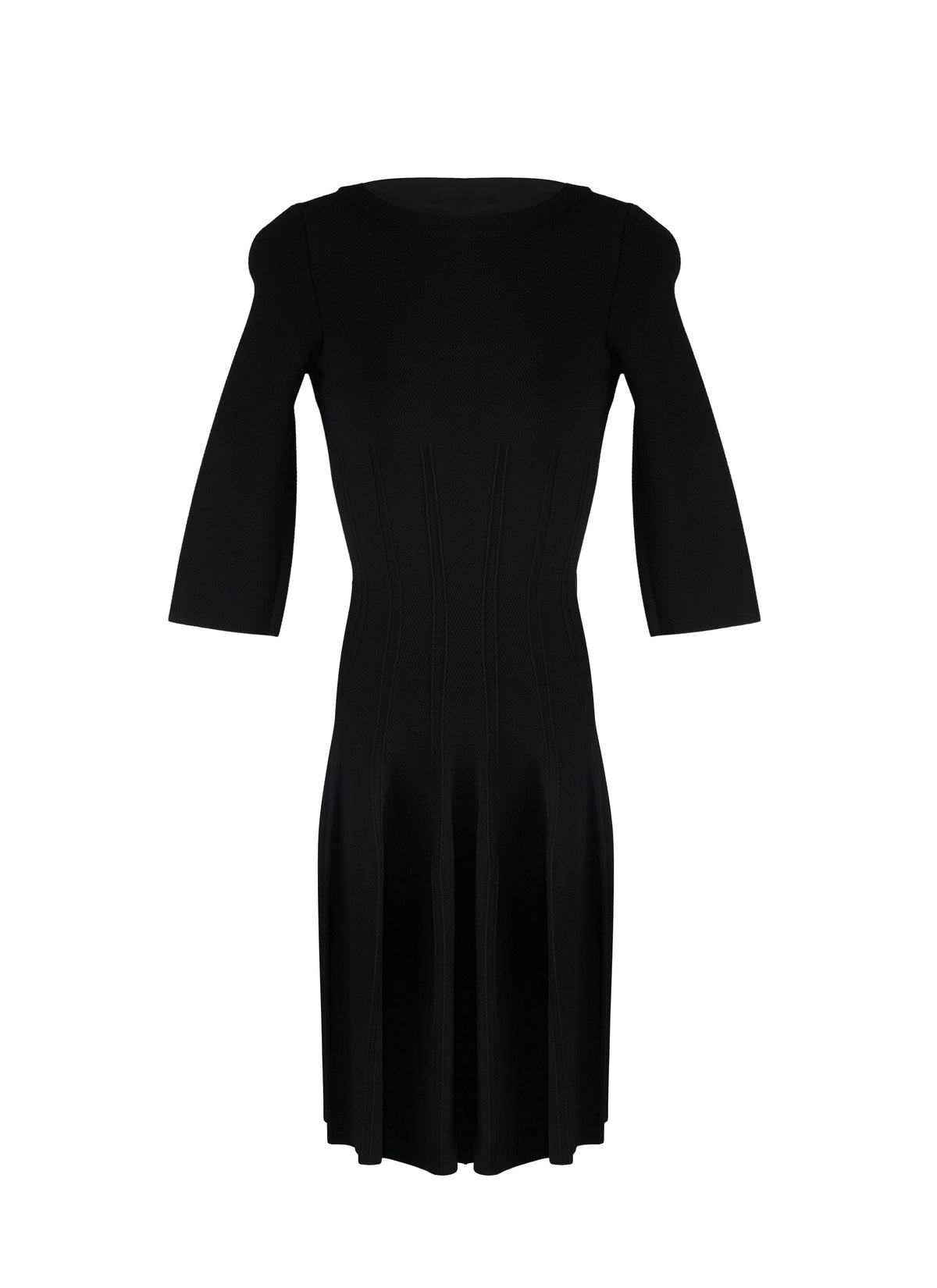 Short dress with long sleeves Piqué knit - Black