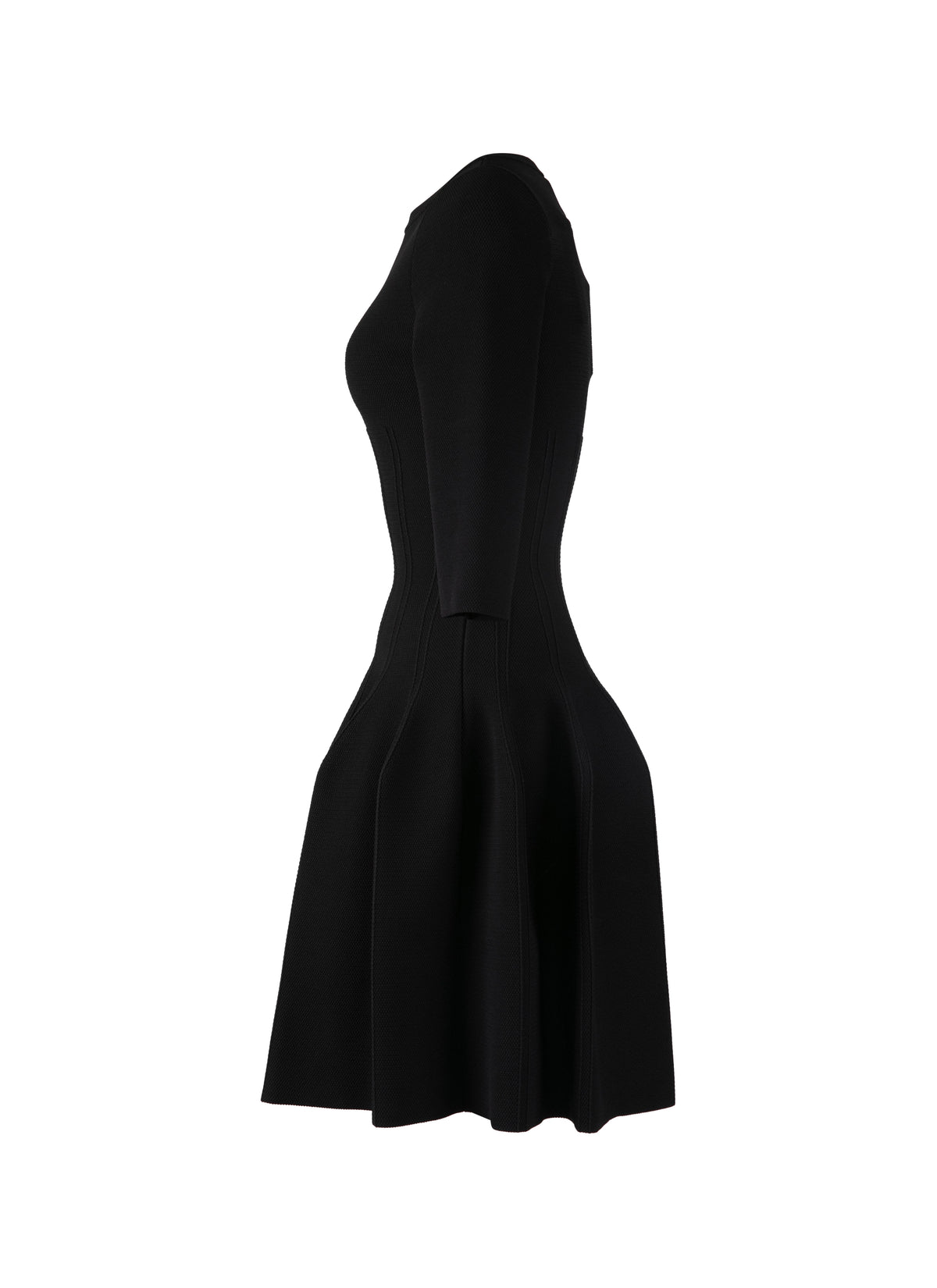 Short dress with long sleeves Piqué knit - Black