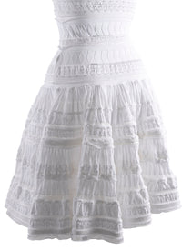 Flared short dress with embroidered details, short sleeves - White
