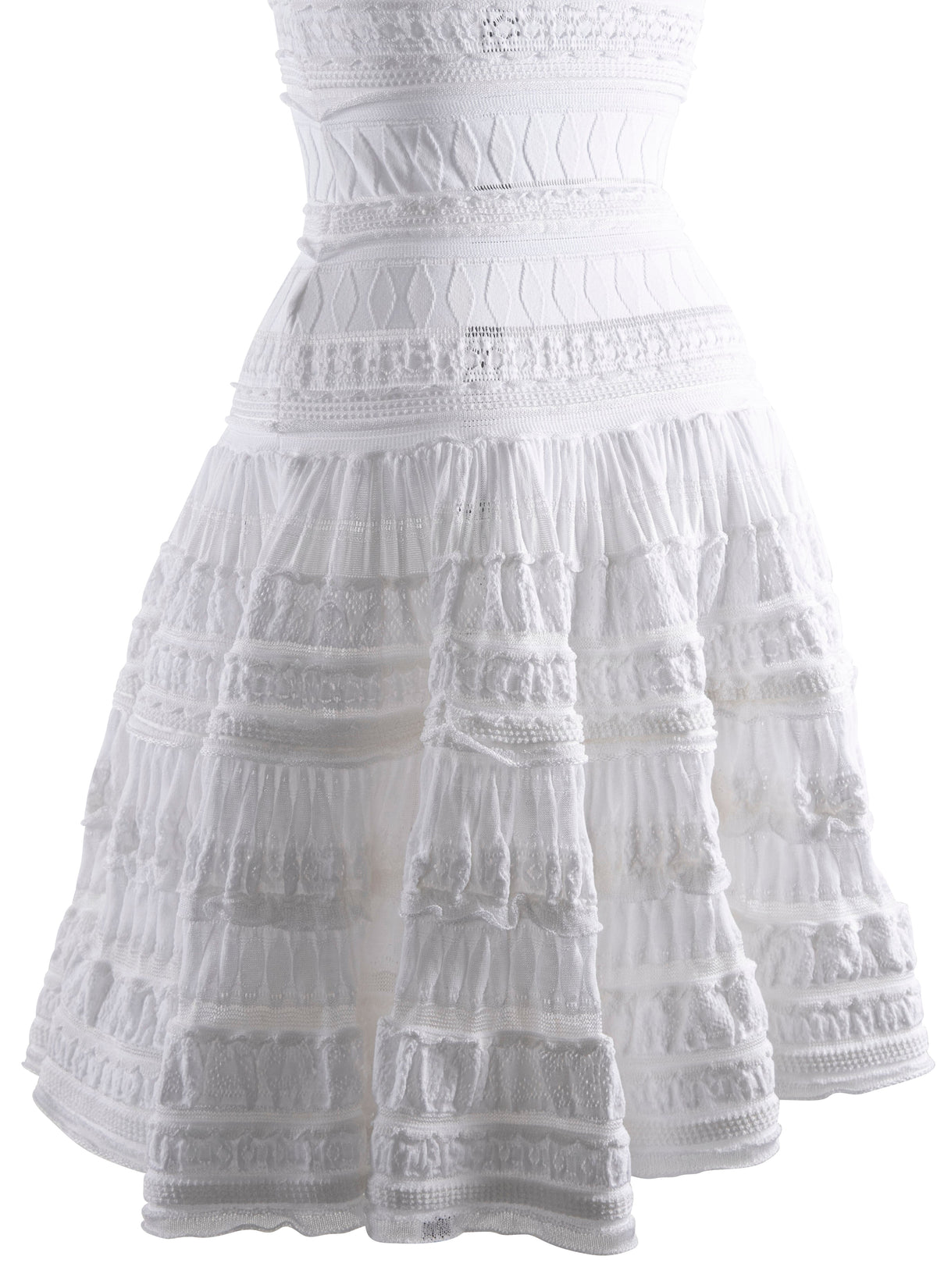 Flared short dress with embroidered details, short sleeves - White