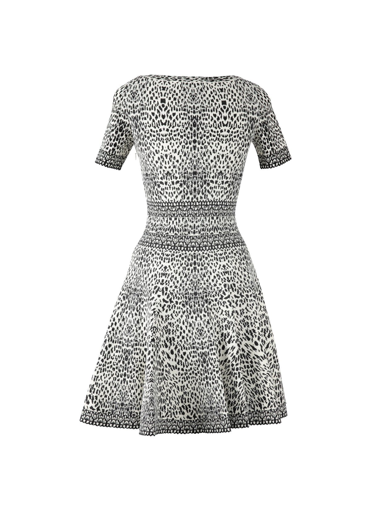 Short Sleeve Lynx Knit Dress - White & Black
