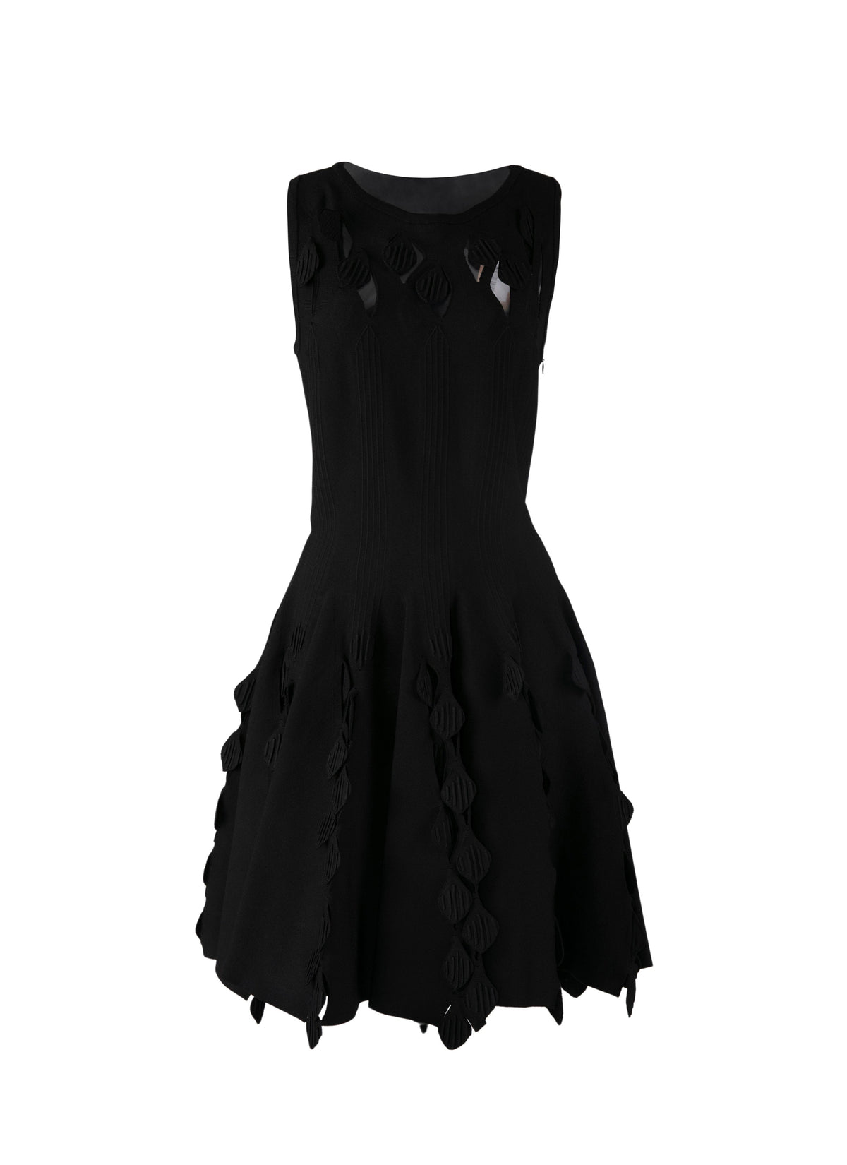 Robe courte évasée à détails empiècements sans manches - Noir