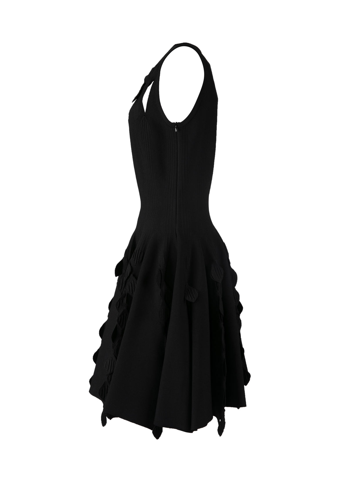 Robe courte évasée à détails empiècements sans manches - Noir