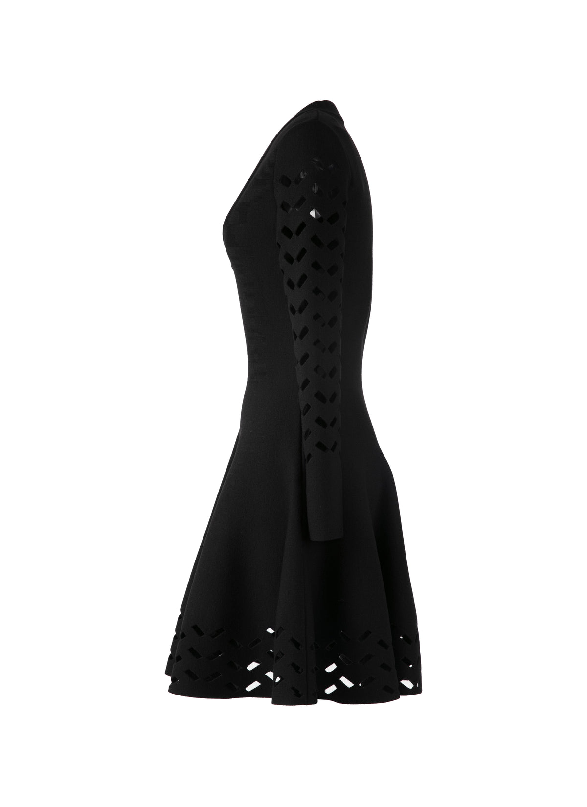 Mini robe à manches longues en laine - Noir