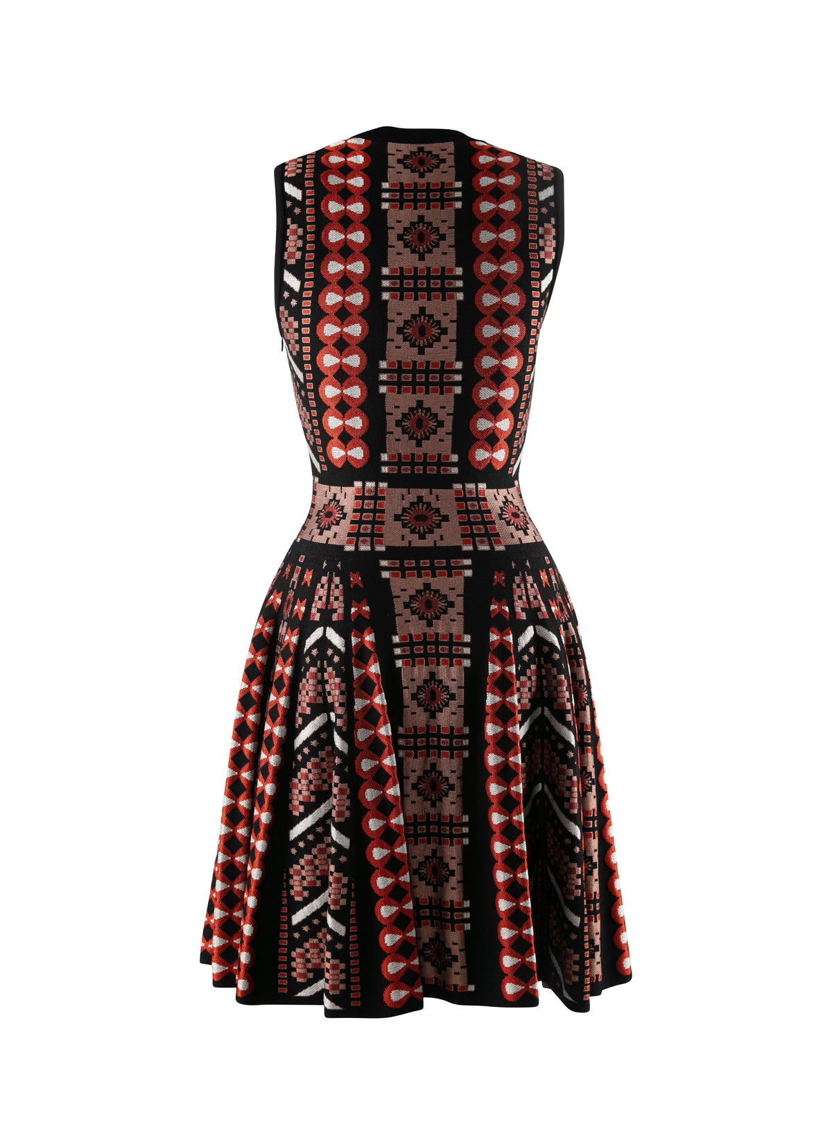 Geometric jacquard short dress - Rosewood & Black