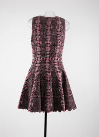 Python print sleeveless flared dress - Black & Pink