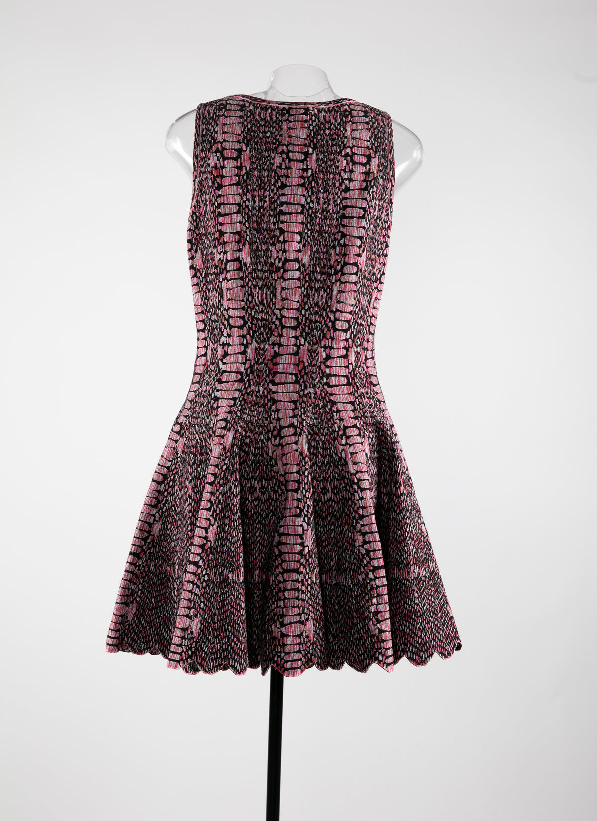 Python print sleeveless flared dress - Black & Pink