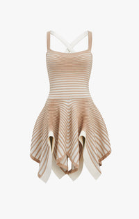 Ballerina dress with crossed straps - Beige & White
