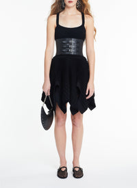 Ballerina dress with crossed straps - Beige & White