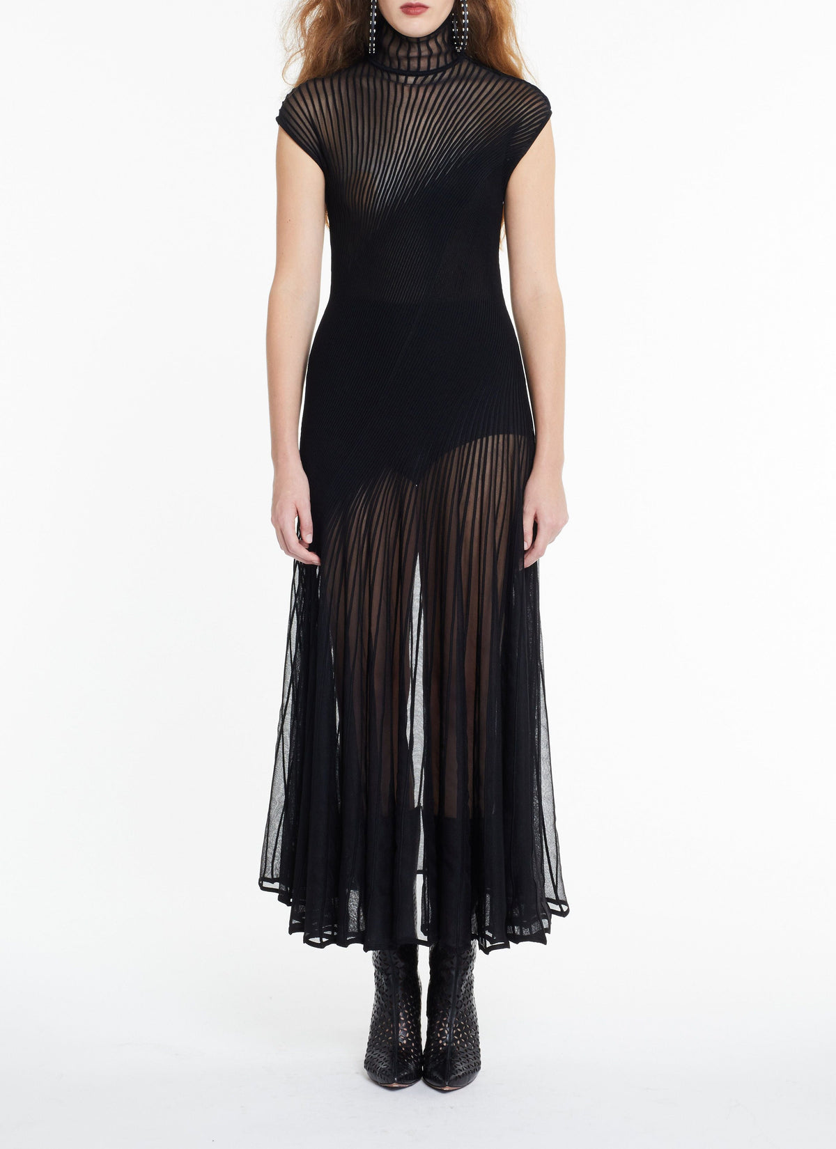 Robe longue sans manches en soie mélangée - Noir Alaïa
